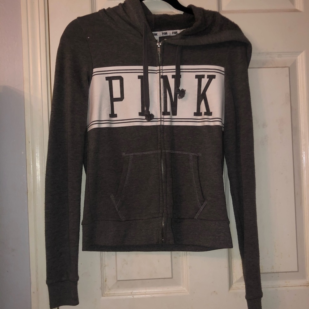 Victoria Secret Pink grey zip up sweatshirt